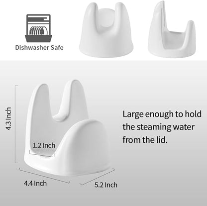 Nihow Pot Lid Holder: Stable Ceramic Pan Lid Holder for Kitchen Counter Decor/Counter top/Stove Top- Heat Resistant & Dishwasher Safe - Matte White(1 PC) - Image 2