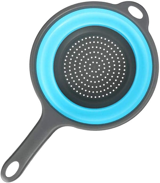 Kitchen Foldable Silicone Strainer Colanders, Collapsible Colanders with Handles, Space-Saver Folding Strainer Colander for Draining Pasta, Vegetable (Blue) by ddLUCK