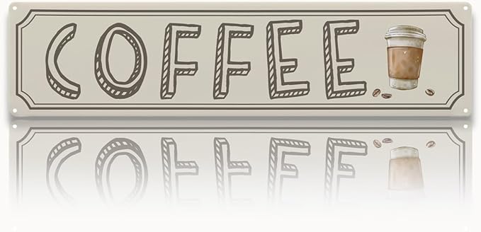 Vintage Coffee Sign Decor, Retro Metal Tin Sign, Home Kitchen Wall Decor, Farmhouse Decorations for Cafe, Coffee Station Decors Decorative Metal Wall Signs 15.8x4 Inches by Unknown