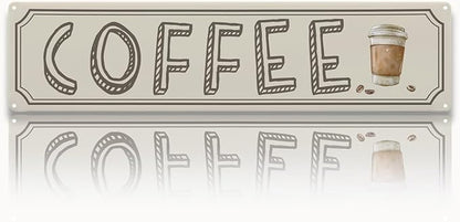 Vintage Coffee Sign Decor, Retro Metal Tin Sign, Home Kitchen Wall Decor, Farmhouse Decorations for Cafe, Coffee Station Decors Decorative Metal Wall Signs 15.8x4 Inches by Unknown