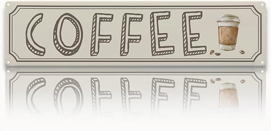Vintage Coffee Sign Decor, Retro Metal Tin Sign, Home Kitchen Wall Decor, Farmhouse Decorations for Cafe, Coffee Station Decors Decorative Metal Wall Signs 15.8x4 Inches by Unknown