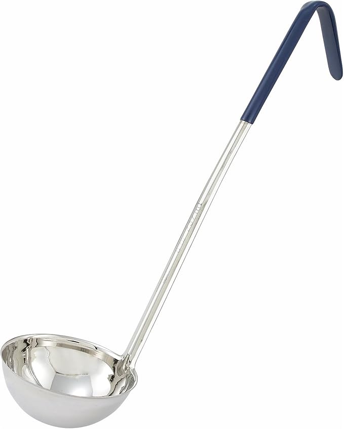 Winco Stainless Steel Ladle with Blue Handle, 8-Ounce, Medium by Winco