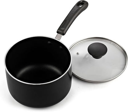 Cook N Home Nonstick Sauce Pan with Glass Lid 3-Qt, Multi-purpose Pot Saucepan Kitchenware, Black, Aluminum - Image 7