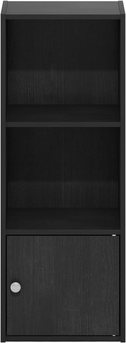 Furinno LUDER Book Shelf, 3-Tier Modern Bookshelf, Bookcase with 1 Door Storage Cabinet, 9.3 x 12 x 31.5, for Organization and Storage, for Living Room, Bedroom, Home Office, Blackwood - Image 9