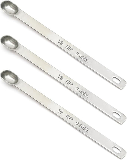 3PCS 1/8tsp (0.63ml) Single Measuring Spoon, Stainless Steel Long Handle Individual Teaspoons Only by BERYLER