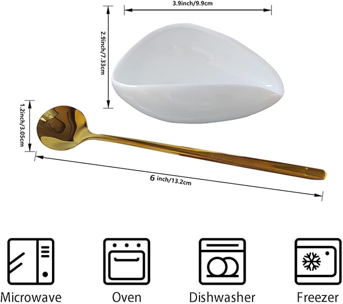 Coffee Spoon Rest, Mini Coffee Spoon Holder, Small Ceramic Spoon Rest for Coffee Stirrers, Teaspoon, Bar Spoon, Coffee Bar Accessories, Coffee Station (Ture white+Gold Spoon) - Image 4