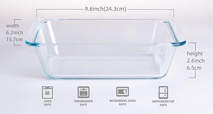 Deep Clear Glass Baking Dish, Rectangular Tempered Glass Baking Pan, Larger casserole dish. -1.4 Liter