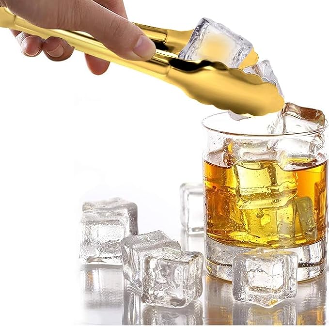 4 Pack Gold Serving Tongs XEVOM Buffet Tongs Serving Utensils Salad Tongs Stainless Steel Gold Plated Buffet Serving Tongs,9 Inch - Image 4