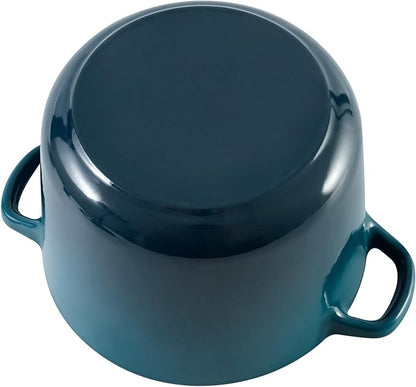 Flavehc Dutch Oven Pot with Lid 2.8 qt Cast Iron Dutch Oven for Bread Baking DarkCyan Enameled Cast Iron Rice Pot with Handels - Image 6