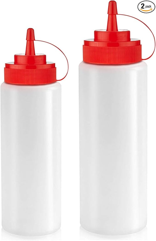 Norcalway 12 oz & 16 oz Condiment Squeeze Bottles for Sauce – Leak Proof Oil, Syrup, Dressing Squirt Bottles – Easy Pour, Refill & Clean | 2 Pack by NorcalwayLLC