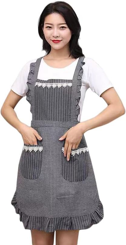 Cute Apron for Women with Pockets, Comfortable Kitchen Apron, Perfect for Cafe Shop, Baking, Gardening, Cooking.