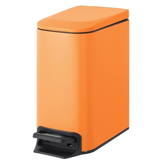 Cesun Small Bathroom Trash Can with Lid Soft Close, Step Pedal, 6 Liter / 1.6 Gallon Stainless Steel Garbage Can with Removable Inner Bucket, Anti-Fingerprint Finish (Matt Orange) by Cesun