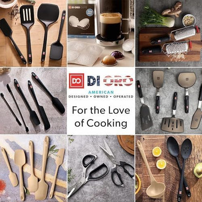 DI ORO Silicone Spoons for Cooking - Large Kitchen Spoons for Mixing, Serving, & Stirring - 600°F Heat-Resistant Non Stick Utensils – Big Solid & Slotted Basting Spoons - Dishwasher Safe (2pc, Clay) - Image 8