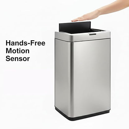 ELPHECO 13.2 Gallon Trash Can with Lid Motion Sensor, 50 Litre Brushed Stainless Steel Kitchen Trash Can Automatic with 10 Bags, Upgraded Silent-Closing, Fingerprint-Resistant, Kitchen, Office, Silver - Image 7