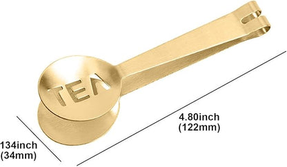 4Pcs Gold Tea Bag Squeezer, Stainless Steel Clip On Strainer, Tea Spoon Tongs For Loose Tea Ice Sugar Cubes, Tea Bag Holder Tea Accessories For Tea Drinkers