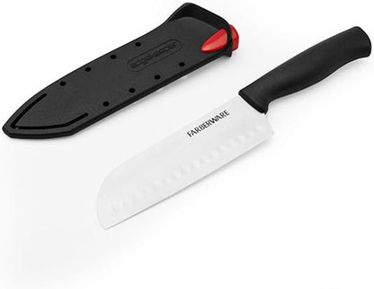 Farberware Edgekeeper 5-Inch Santoku Knife with Self-Sharpening Blade Cover, High Carbon-Stainless Steel Kitchen Knife with Ergonomic Handle, Razor-Sharp Knife, Black - Image 2