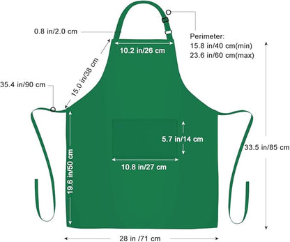Jubatus 2 Pack 100% Cotton Aprons with 2 Pockets Cooking Chef Kitchen Adjustable Bib Apron for Women Men, Green - Image 7