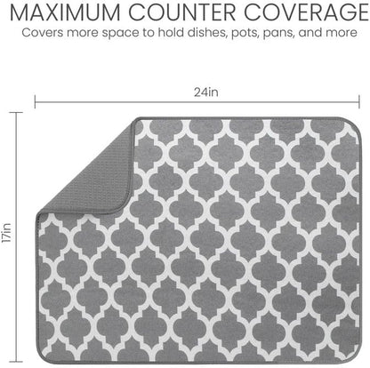 Bellemain XL Dish Mat 24" x 17" ( LARGEST MAT ) Microfiber Dish Drying Mat , Super absorbent ( Trellis ) - Image 2
