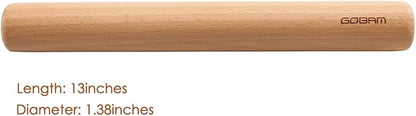 GOBAM Wood Rolling Pin, Medium - Dough Roller for Pasta, Cookies, Pie, Pizza, Chapati, Fondant, Rolling Pins for Baking, Bread Making Tools and Supplies - 13 x 1.38 Inches - Image 9