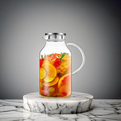 Bivvclaz 3 Liter 101 oz Glass Pitcher with Lid and Handle, Water Pitcher for Fridge, Glass Carafe for Hot/Cold Water, Large Iced Tea Jug for Coffee, Juice and Homemade Beverage - Image 5