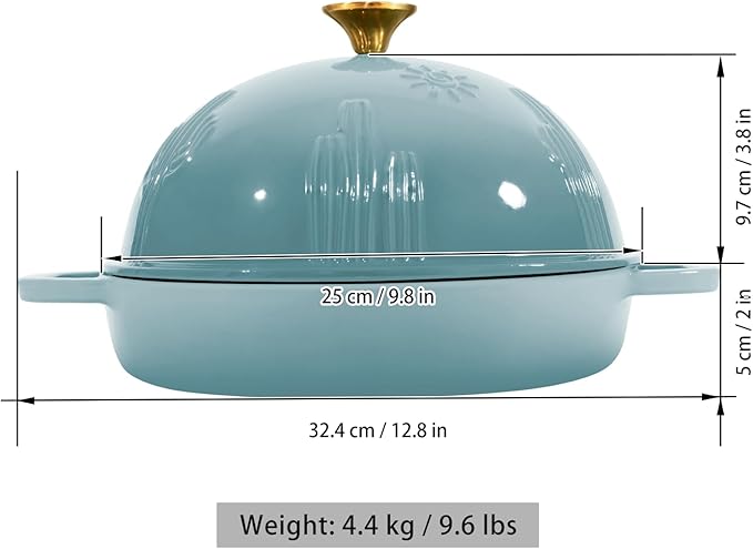 Flavehc Cast Iron Bread Oven With Cloche Lid for Baking - Blue Enameled Dutch Oven With Dome Lid for Sourdough - 5 qt - Image 5