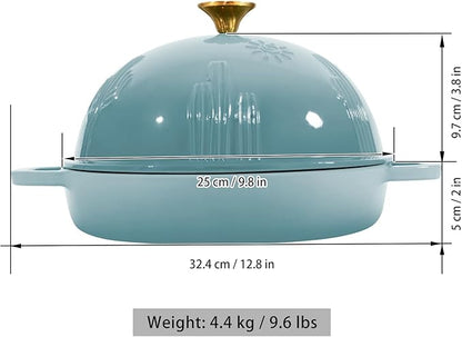 Flavehc Cast Iron Bread Oven With Cloche Lid for Baking - Blue Enameled Dutch Oven With Dome Lid for Sourdough - 5 qt - Image 5