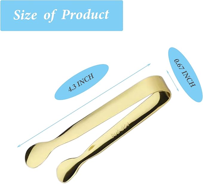 12PCS Ice Tongs Mini Sugar Tong 4.25Inch Stainless Steel Small Serving Tongs, Small Kitchen Tongs for Appetizers,Tea Party, Coffee Bar, Desserts (Gold 12pcs) - Image 2