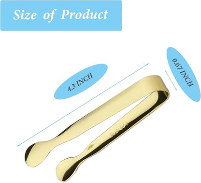 6PCS Ice Tongs Mini Sugar Tongs 4.25Inch Stainless Steel Small Serving Tongs, Small Kitchen Tiny Tongs for Appetizers,Tea Party, Coffee Bar, Desserts (Gold) - Image 2