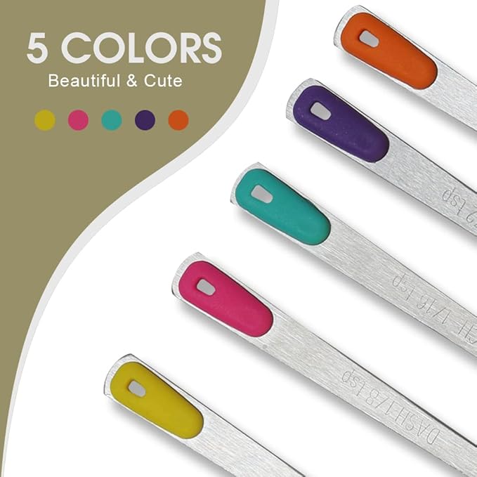 Mini Measuring Spoons Set, Tiny Stainless Steel Measure Teaspoons with Silicone Handle, Suitable for Small Amount of Dry or Liquid Ingredients and Spices (1/64, 1/32, 1/16, 1/8, 1/4 tsp) - Image 5