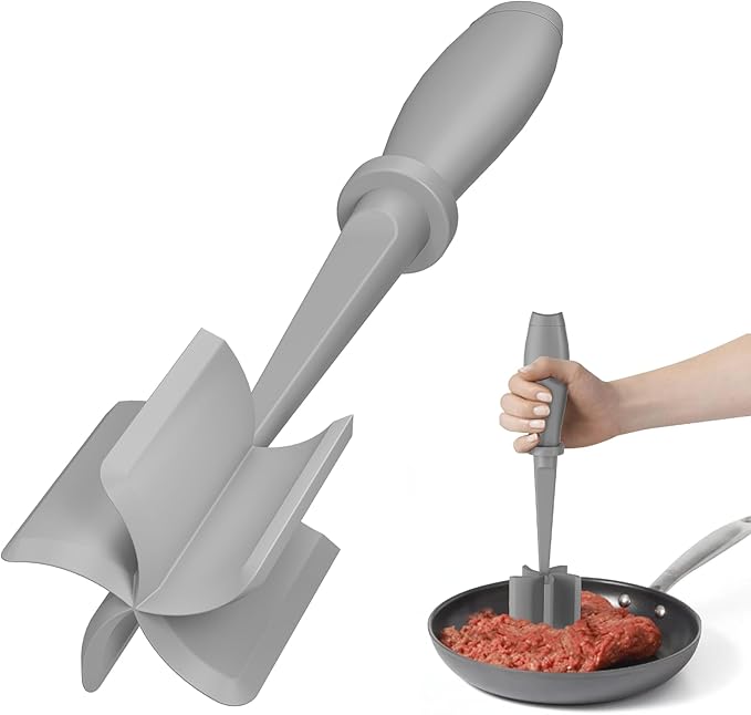 Meat Chopper, Hamburger Grinder, Premium Heat Resistant Smasher for Ground Beef, Burger Grinder Nylon Potato Mix Tool-Grey by PGYARD
