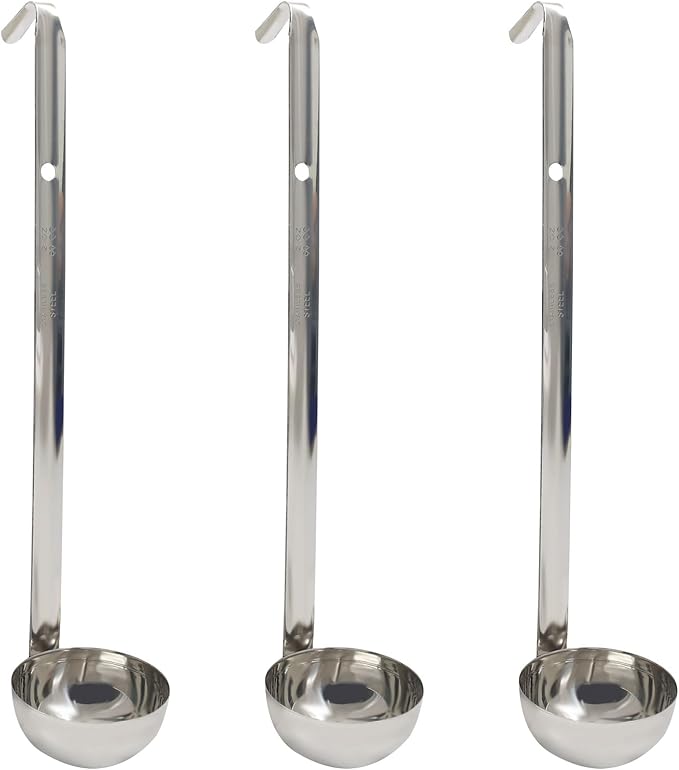 2 Oz Stainless Steel Ladle, 3 Pcs Sturdy Soup Ladle, 9" Long Handle Length for Stirring, Portioning and Serving Soup and Stew in Restaurants and Home (2.36" Bowl Diameter） by Auvotuis