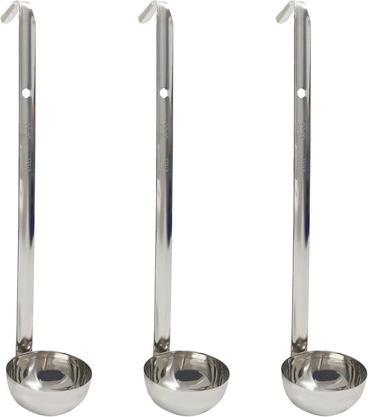 2 Oz Stainless Steel Ladle, 3 Pcs Sturdy Soup Ladle, 9" Long Handle Length for Stirring, Portioning and Serving Soup and Stew in Restaurants and Home (2.36" Bowl Diameter） by Auvotuis