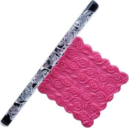 Rengue Acrylic Rolling Pin with 28 Patterns, Compliant Material, Comfortable Grip, 16 X 1 Cm, Lightweight for Dough and Pastry Acrylic Rolling Pin with 28 Patterns, Nan Kitchen (#26)