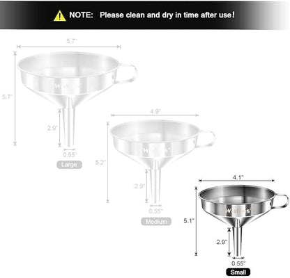 Stainless Steel Funnel, Walfos Kitchen Funnel with 2 Removable Strainer ＆ 1Pc Cleaning Brush, Perfect for Transferring of Liquid, Oils, Jam, Dry Ingredients & Powder (4.1") - Image 6