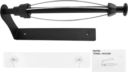 Magnetic Paper Towel Holder with Adjustable Damping - One Hand Tear, No Drill Adhesive Mount, Strong Magnet for Kitchen, Fridge, RV, Garage, Grill (Color:Black)
