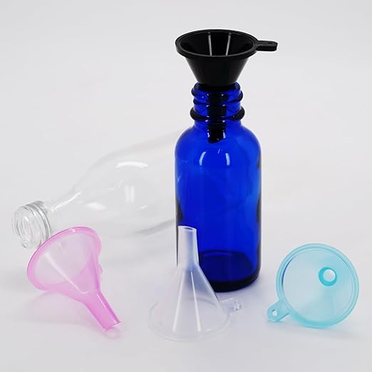Mini Funnel 4-Pack for Lab Bottles, Sand Art, Perfume, Spice, Powder, Essential Oil, Recreational, Kitchen Food Grade Small Plastic (Pink)