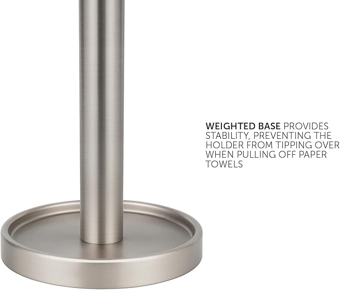 Ivilon Paper Towel Roll Stand - Steady and Easy Tear - Fits All Paper Towel Rolls - Brushed Nickel - Image 4