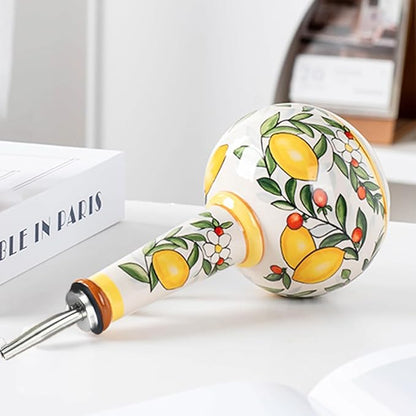 Ceramic Olive Oil Dispenser Bottle – 18.3 oz Oil Cruet with Spout and Handle, Lemon Pattern, 10.2” Tall – Non-Drip Pourer for Kitchen Counter, Salad Dressing, Vinegar, Decorative Oil Container - Image 7