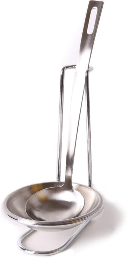 304 Stainless Steel Single Ladle Holder Vertical Spoon Rest Cooking Utensils Stand with 4.3 inch bowl