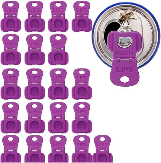 20 Pcs Can Tab Openers & Leak-Proof Drink Covers – One-Hand Soda Can Opener and Reusable Protector Caps for Coke, Beer, Soda, and Aluminum Cans