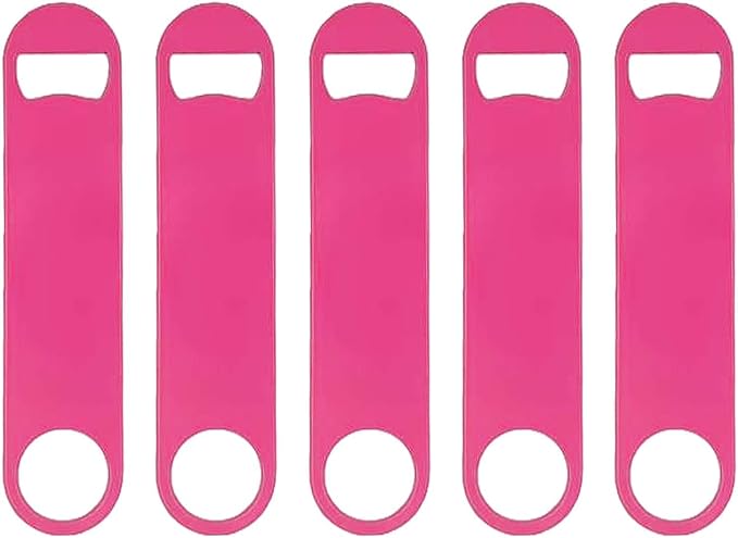 5 Pcs Pink Stainless Steel Heavy Duty Flat Bottle Openers, 7 Inch Solid Beer Opener for Bartenders, Bars, Kitchens, Weddings, Birthday Parties by Unknown