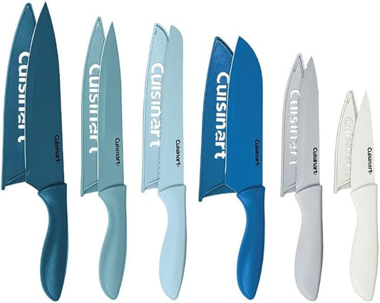 Cuisinart 12-Piece Kitchen Knife Set, Advantage Color Collection with Blade Guards, (Nautical) by Cuisinart