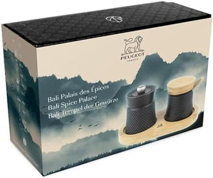 Peugeot Bali Black Cast-Iron Pepper Mill and Salt Cellar.