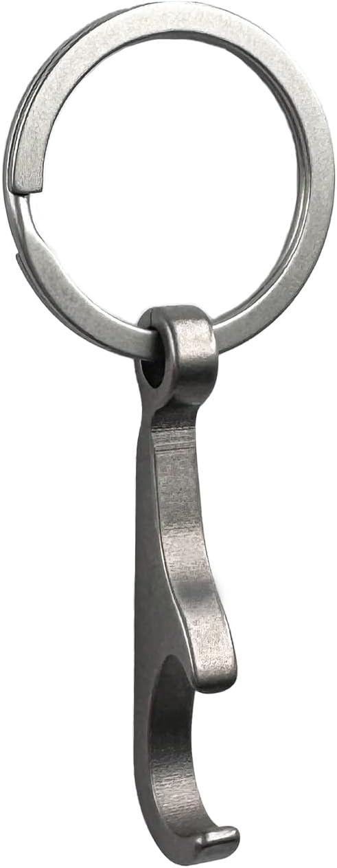 Titanium Bottle Opener, Small Keychain Beer Bottle Opener Can Opener with Stainless Steel Key Ring