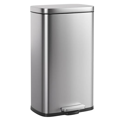 PayLessHere 8 Gallon (30L) Stainless Steel Trash Can with Lid - Removable Inner Bucket, Foot Pedal, Soft Close for Office, Home, Kitchen by PayLessHere