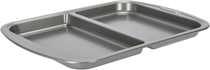 GoodCook Everyday Divided Sheet Pan 1-Inch Deep 2-Section Non-Stick Scratch-Resistant Carbon Steel Construction for Meal Prepping & Sheet Pan Dinners, 11x16-Inch, Gray