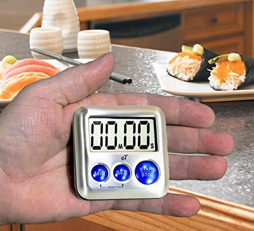 Elegant Digital Kitchen Timer Stainless Steel - Plumberry - Strong Magnetic Back - Kickstand - Loud Alarm - Large Display - Auto Memory - Auto Shut-Off - Model eT-24 (Plumberry) by eTradewinds - Image 6