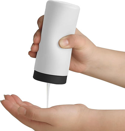ElmRidge Dish Soap Silicone Dispenser for Kitchen Sink,Squeeze Washing Up Liquid and Hand Soap,Round refillable Silicone Bottles,Easy to Fill and to use, 8.5 oz,Black 2.4 x 2.4 x 5.5 inches (White) by Elm+Ridge+Essentials