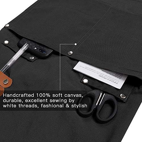 Mignongirl Chef Apron-Cross Back Apron for Men Women with Adjustable Straps and Large Pockets,Canvas,M-XXL,Black - Image 9