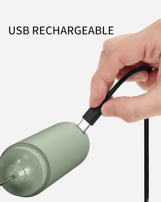 CIRCLE JOY Rechargeable Milk Frother Hanheld, Dual Ring Electric Coffee Frother, Portable Hand Frother Wand Drink Mixer for Matcha Lattes Cappuccino, Kitchen Gifts, Green - Image 3